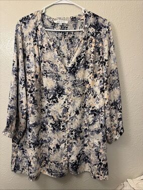 Rose & Olive Blue and Cream Abstract Print Tunic Top